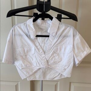 Women's White Cropped Shirt